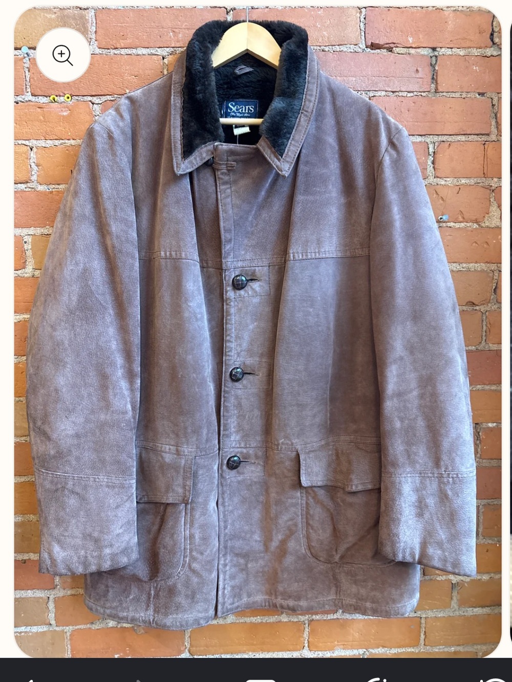 Vintage 70’s Sears Brown Suede Coat with Black Faux Fur Collar